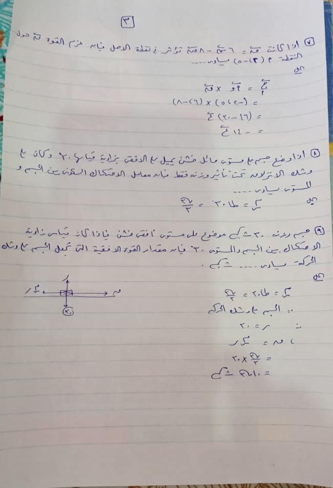 نموذج إجابة امتحان الإستاتيكا للثانوية العامة 2020