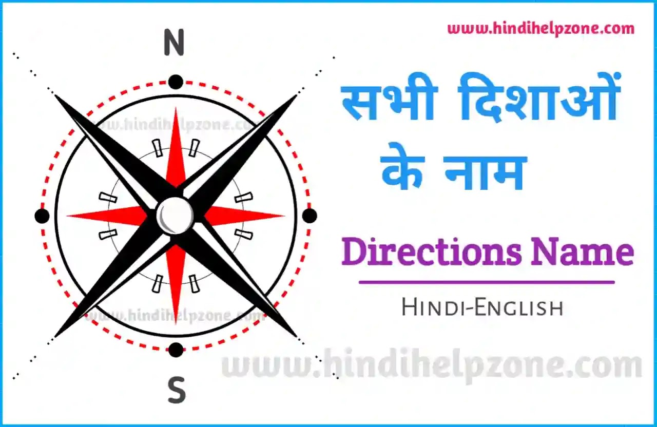 Dishaon Ke Naam Directions Name In HindiEnglish (दिशाओं के नाम) Direction Chart Hindi English