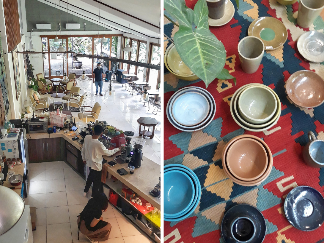 Order Desk area di Alasse Bogor dan sebagian dari koleksi pottery Alasse.