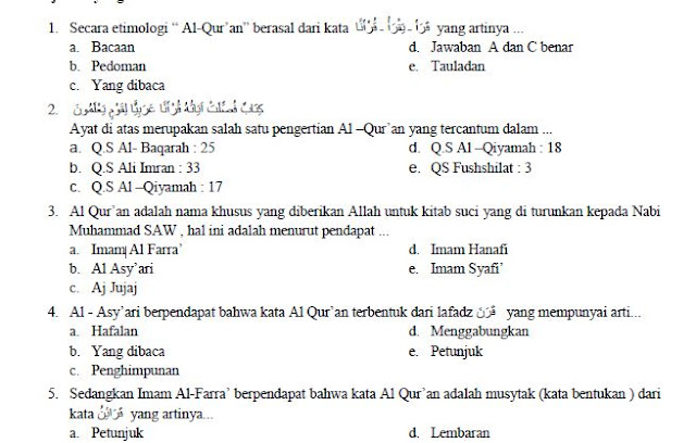 27+ Bank soal al quran hadist kls 10 aliyah semester 1 info