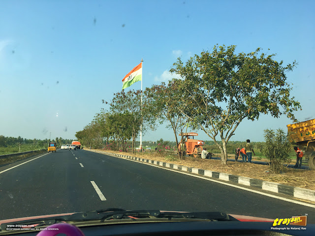 On the national highway NH 16 (formerly numeberd NH 5), near the city of Eluru, in Andhra Pradesh