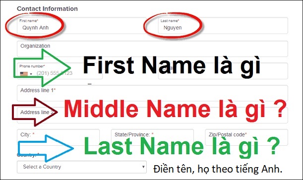 First Last và Middle name là gì trong tiếng Việt