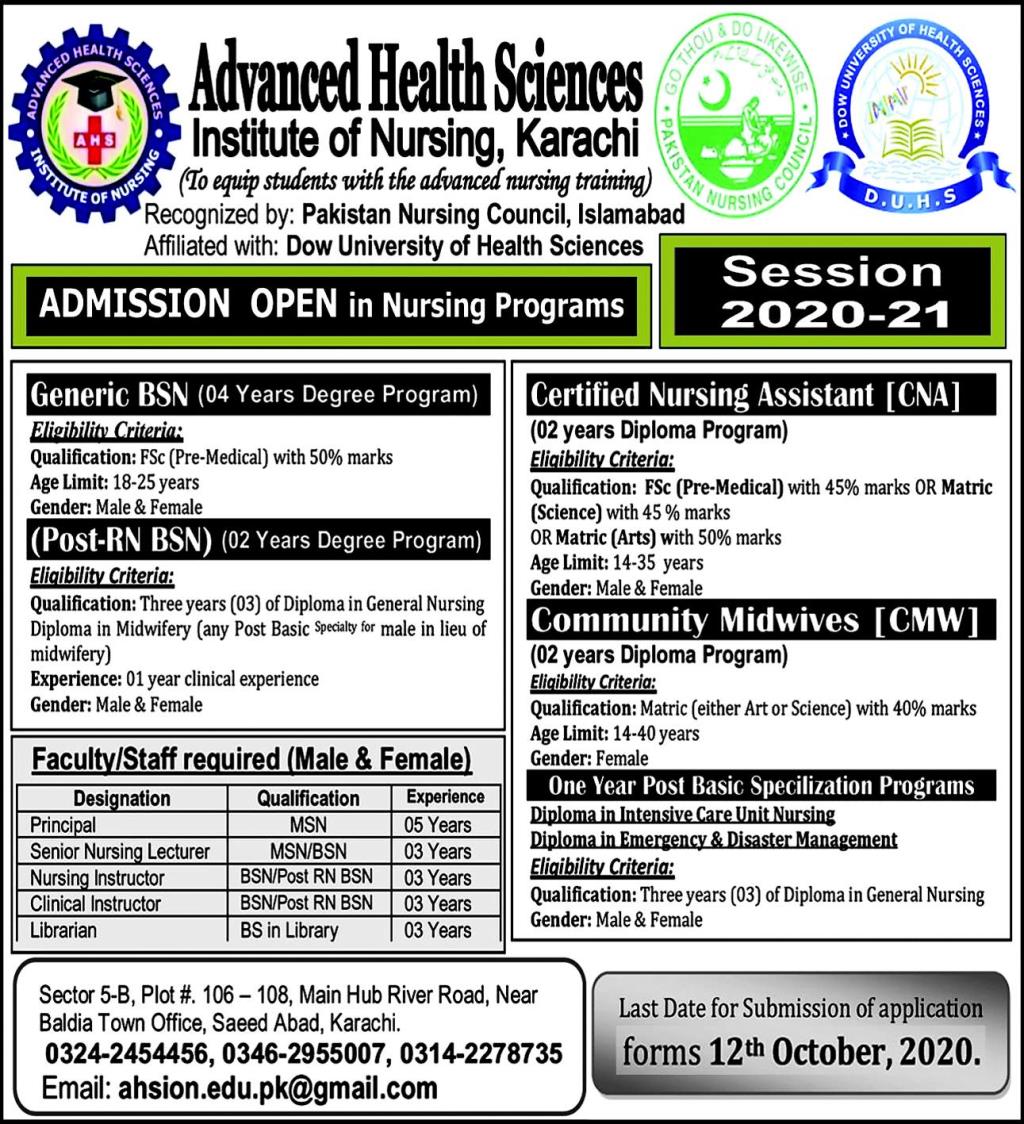 Latest Nursing Admissions 2020