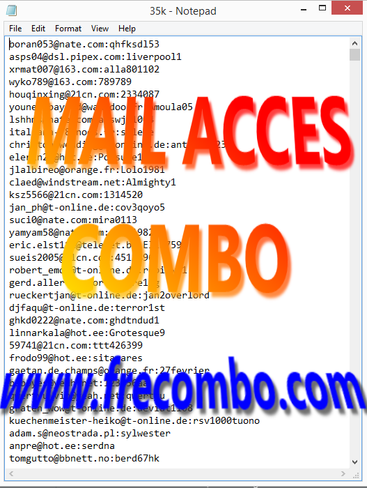 200k MAIL ACCESS HQ COMBO List GOOD FOR ALL Combo List Combolist