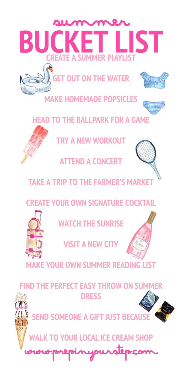 Prep In Your Step Summer Bucket List