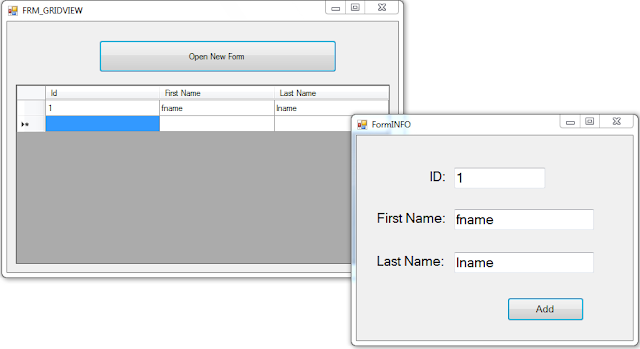 C# - Insert Row To Datagridview From Another Form