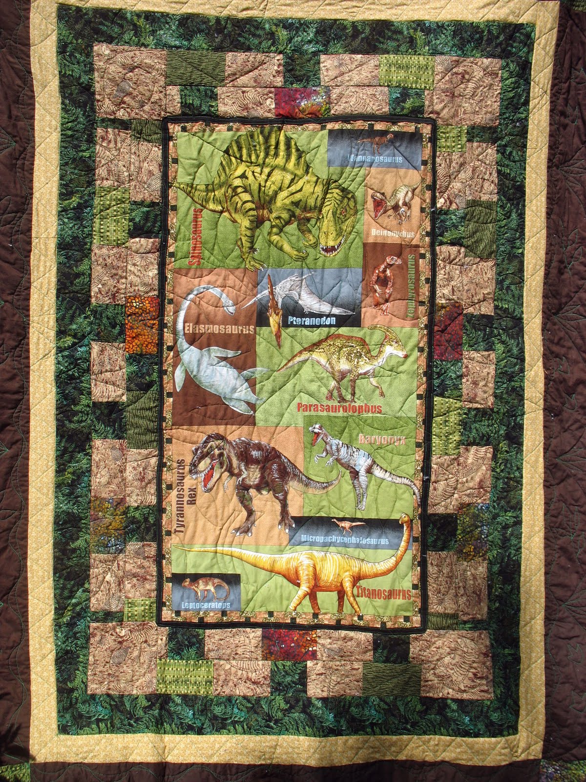 Piece fulness Grandson s Dinosaur Quilt