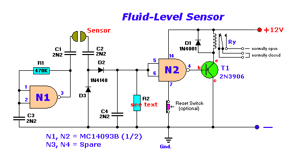 Simple Fluid Level Sensor Circuit | Electronic Circuit Diagrams