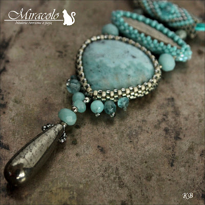 wisior z larimarem i apatytem, larimar pendant