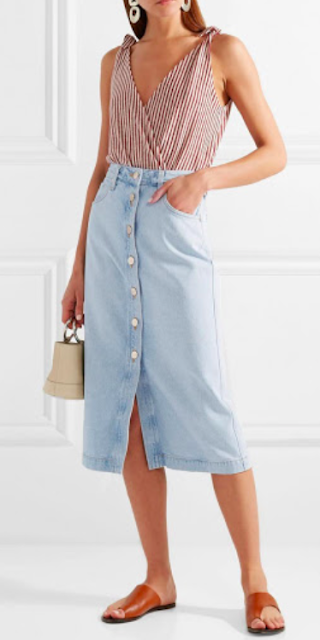Blue Denim Skirt With Buttons