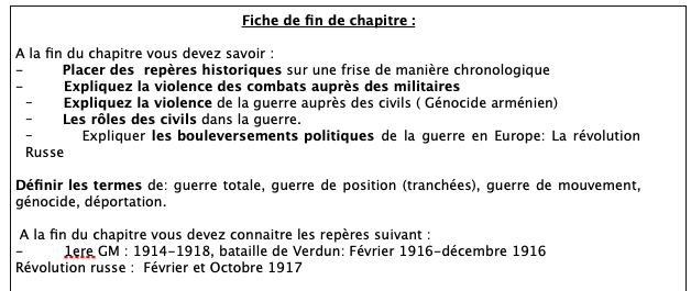 Fiche De Révision Sur La Première Guerre Mondiale Histoire Géographie RMG: Fiche de révision sur le chapitre Civils et