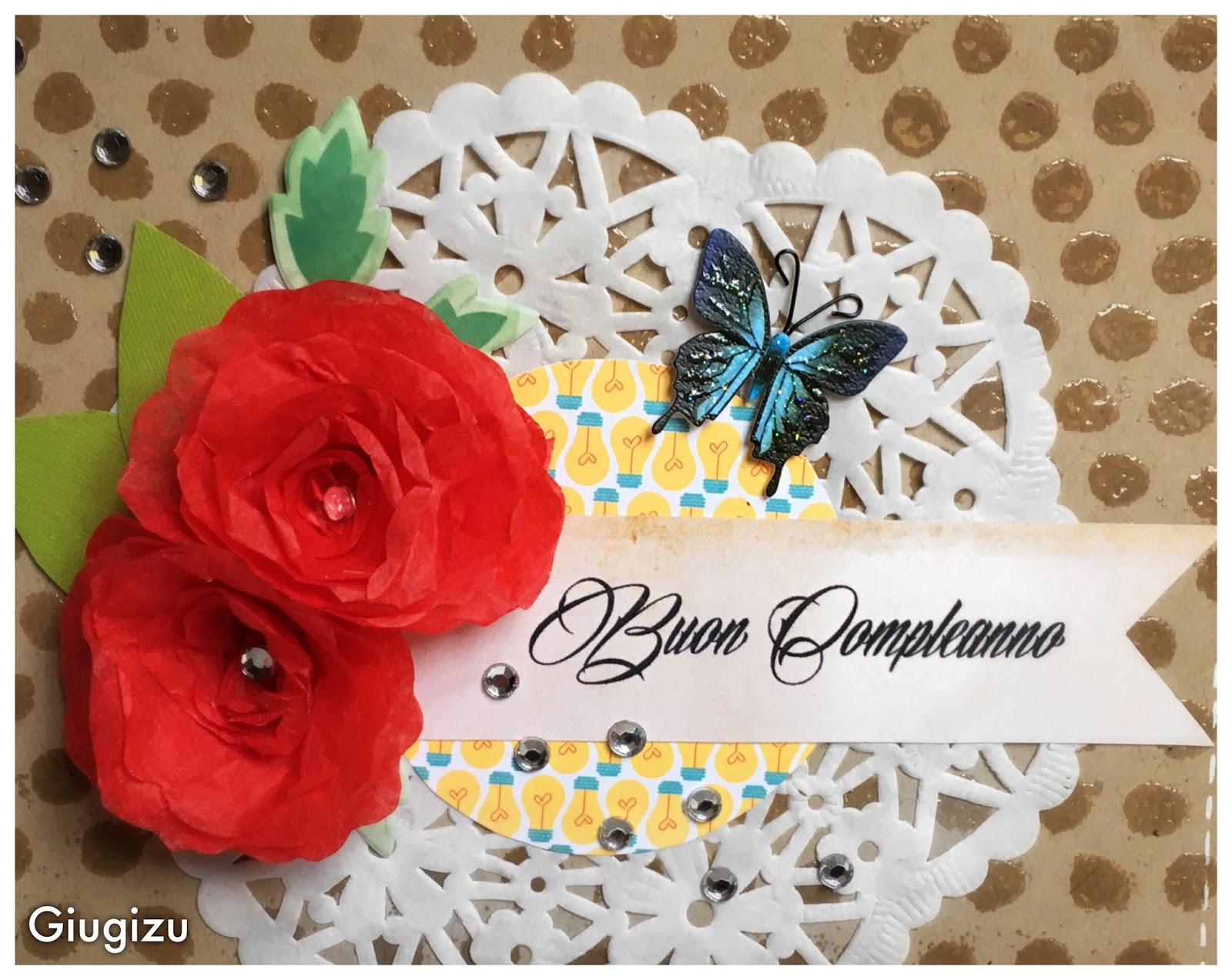 Biglietto di Compleanno fatto a mano con fiori in carta velina Tissue jpg (1600x1273)
