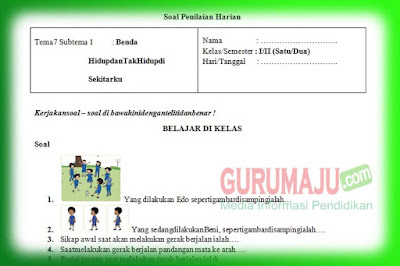 Soal Ph Uh Pjok Kelas 1 Tema 7 Kurikulum 2013 Tahun 2019 Guru Maju