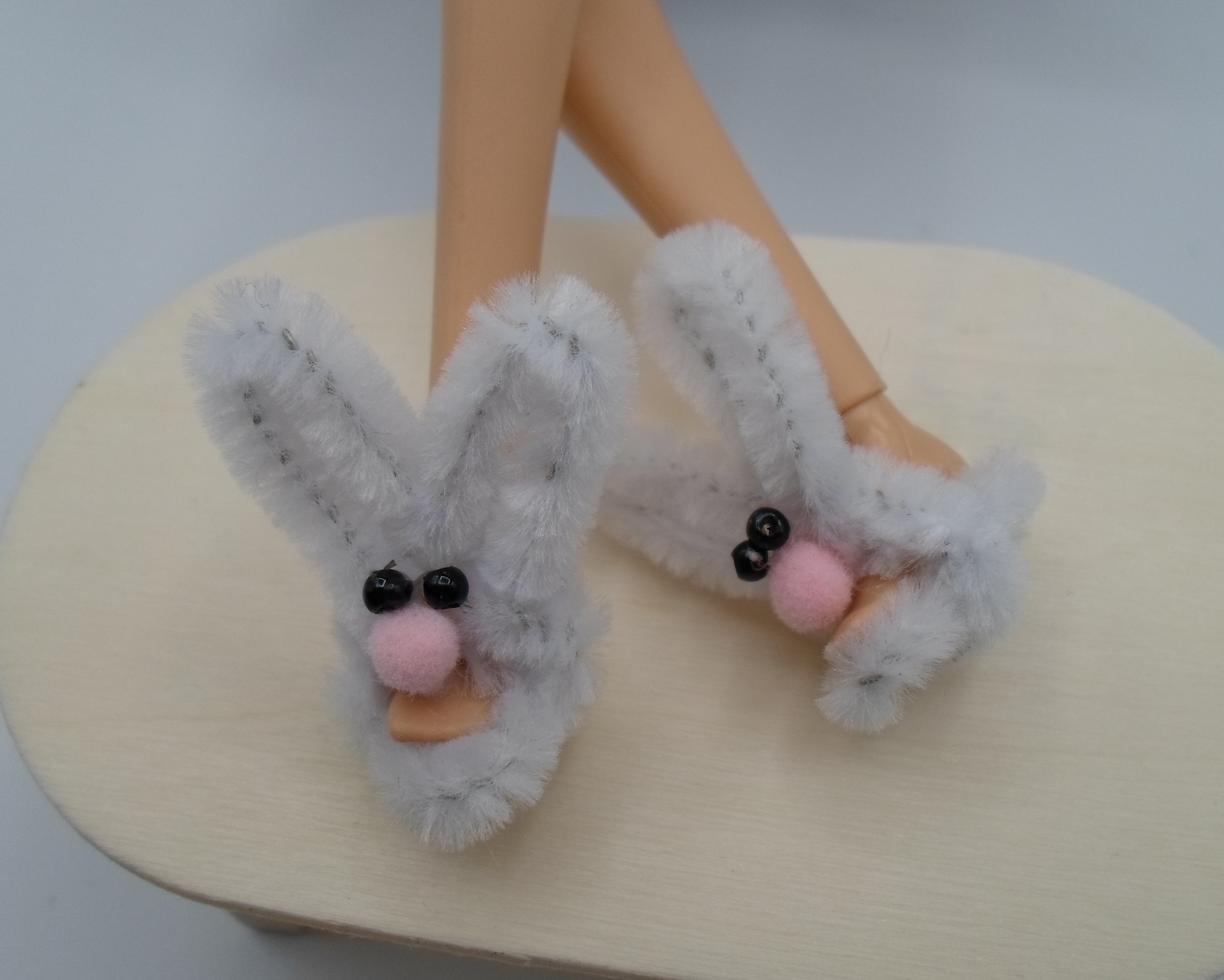 Happier Than A Pig In Mud Fuzzy Bunny Slippers for Barbie & Instant
