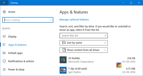 gérer les fonctionnalités optionnelles de Windows 10 1