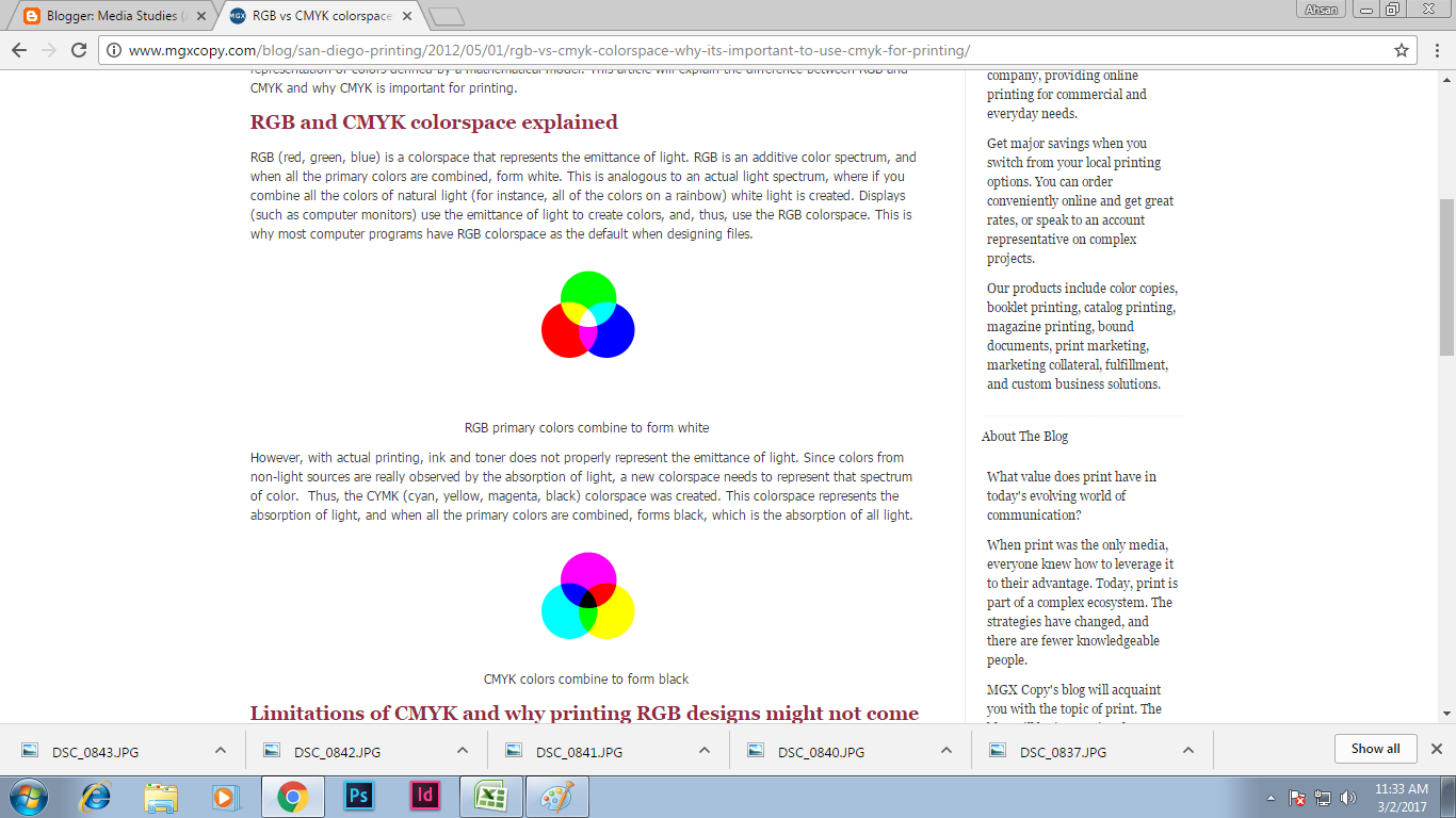 Media Studies (AS) Converting pictures to CMYK using