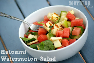Summer Haloumi and Watermelon Salad Recipe - Apples, Cucumber, Baby Spinach, Healthy, Gluten Free, Low Fat