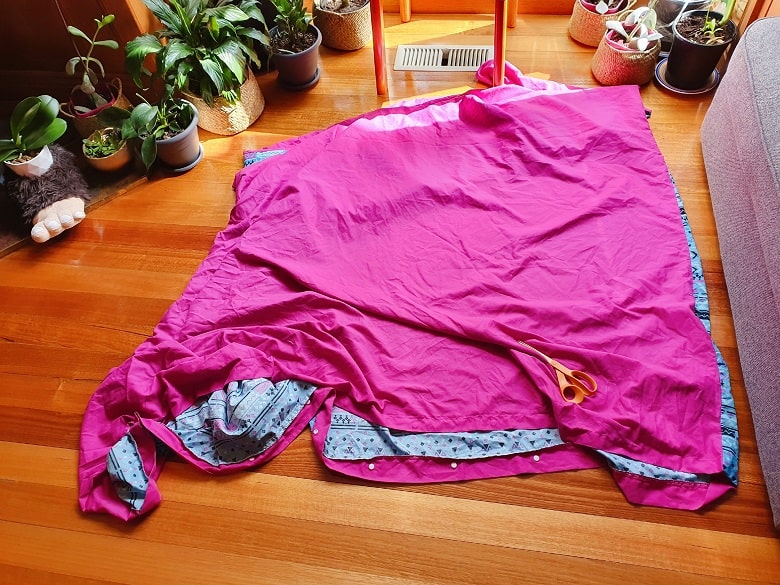 The Belle of Churchill Upcycling Old Duvet Cover into Pink Ruffled