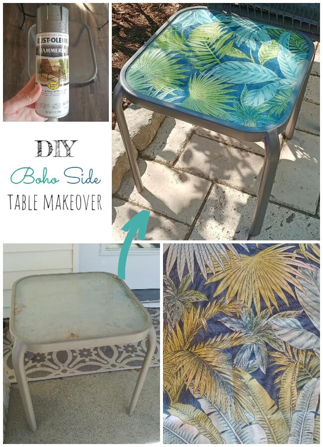 DIY Boho Patio Side Table Makeover Little Vintage Cottage