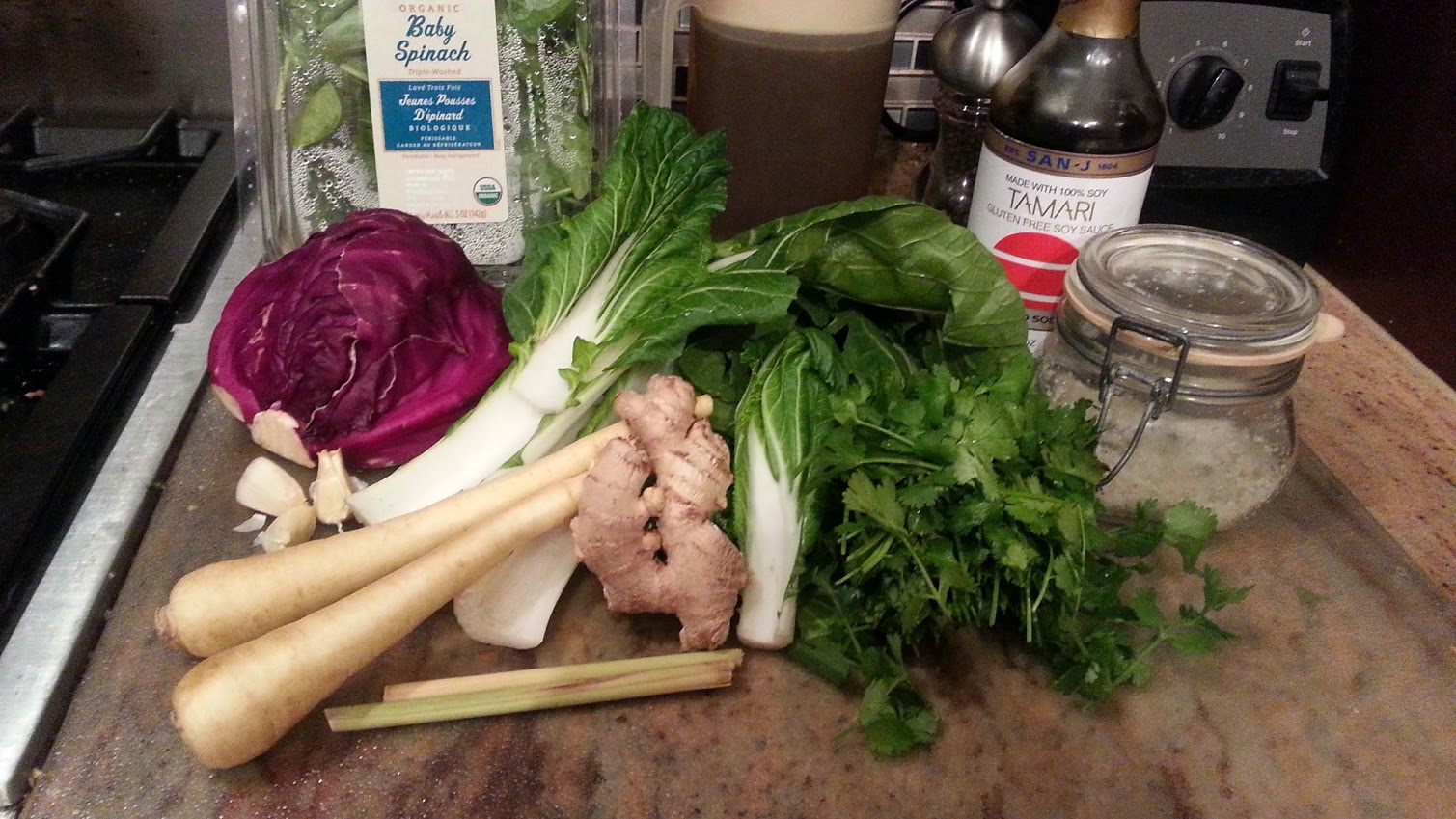 Bunny Trails Day 289 Spinach and Red Cabbage with Rice