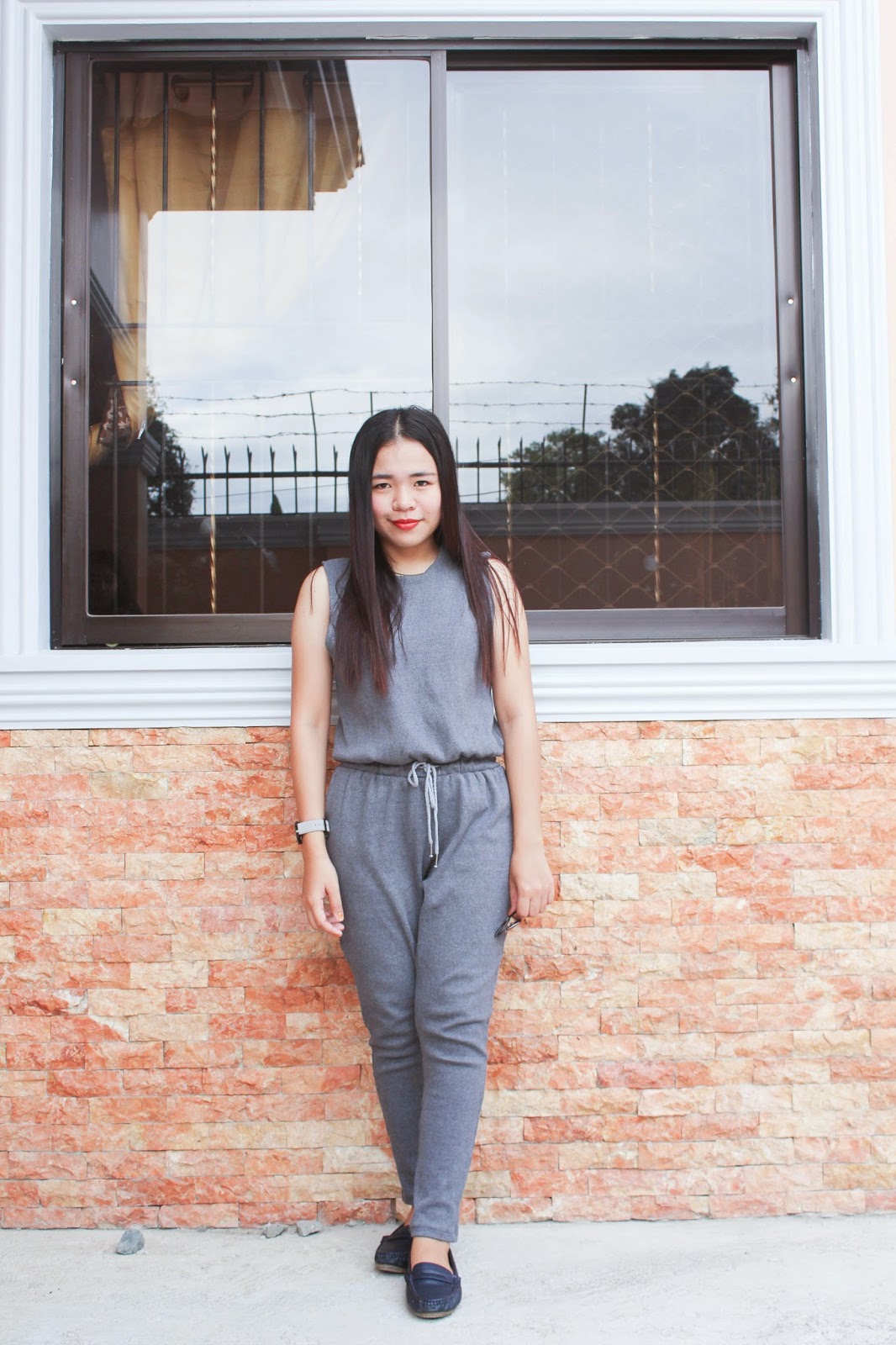 grey jumpsuit