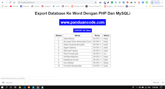 Export Data To File Word