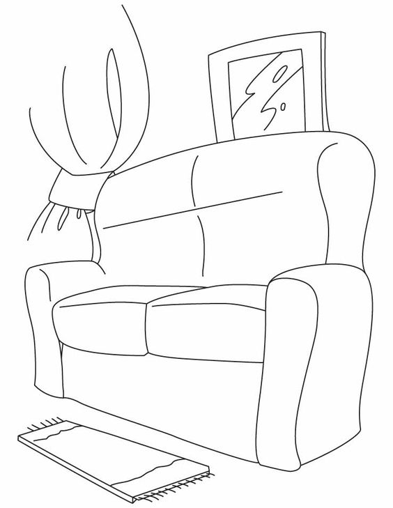 Tranh tô màu cái ghế sofa cho bé