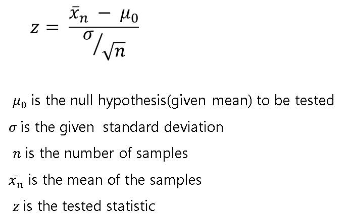 formula for hypothesis testing