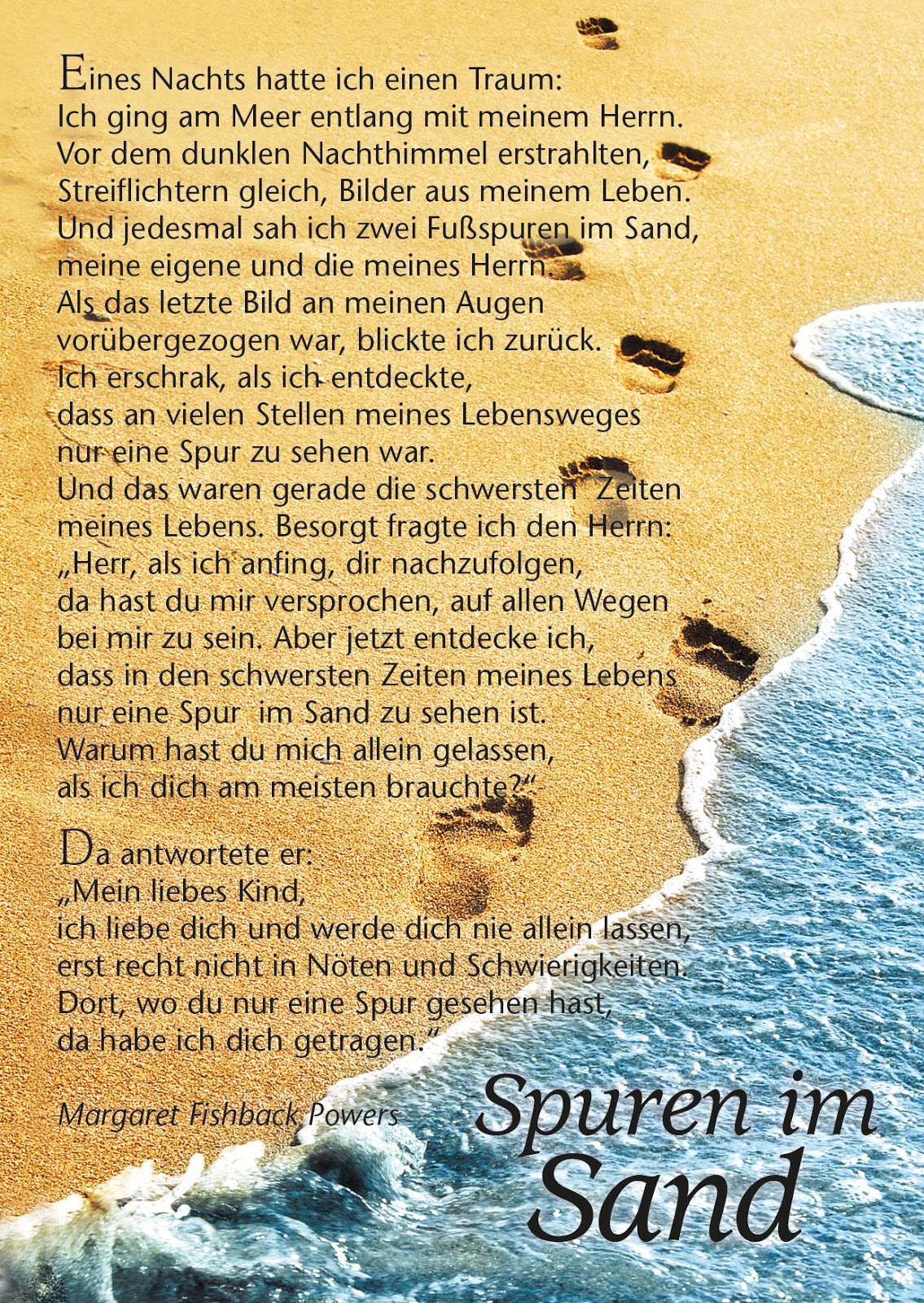 Spuren Im Sand Text, Spuren im Sand (Postkarte) - fontis-shop.ch