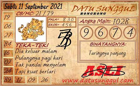 Prediksi Datu Sunggul HK Sabtu 11 September 2021