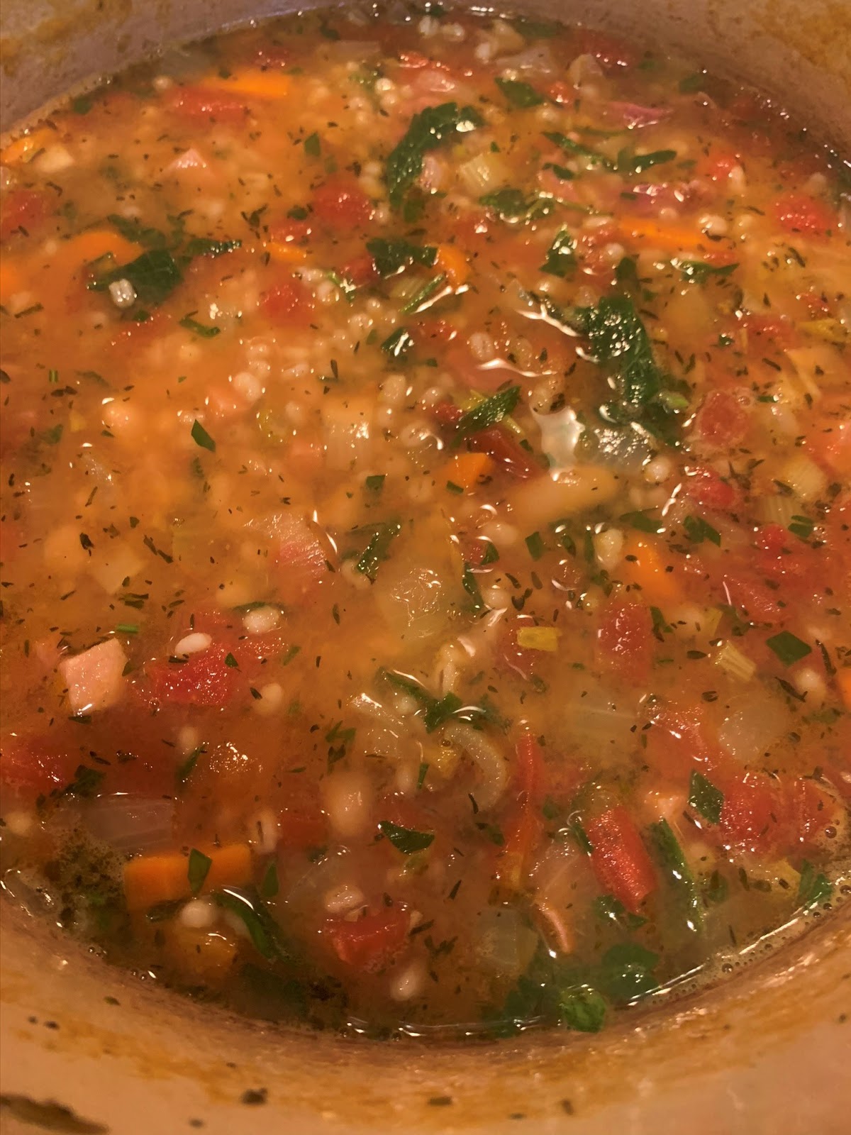 Jersey Girl in the Kitchen Ham Soup with White Beans and Barley