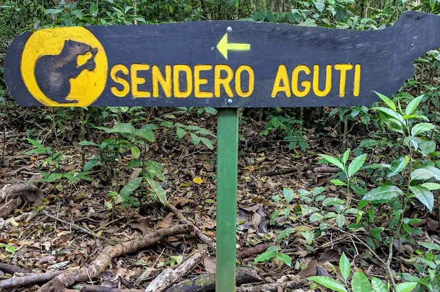 Costa Rica Itinerary: Trail signage in Aguti Nature Reserve