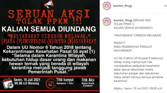 Buntut PPKM Diperpanjang, Muncul Ajakan Rakyat Cirebon Turun ke Jalan