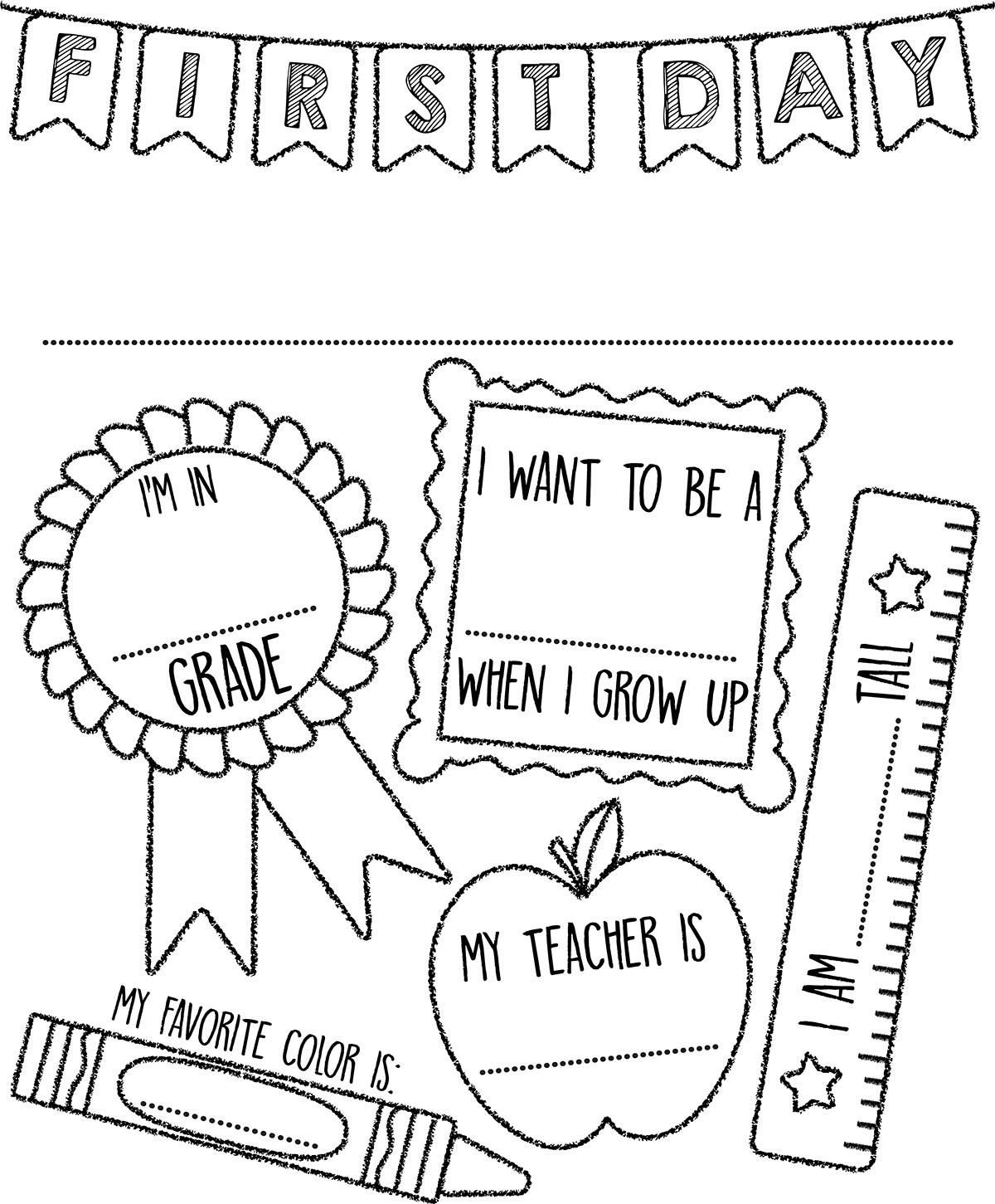 First Day Of Kindergarten Coloring Coloring Pages