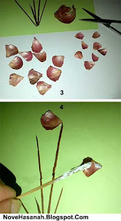 cara membuat hiasan dinding dari kulit bawang putih dan bawang merah yang berbentuk bunga cantik