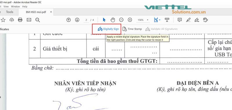 Hình 10 - Chọn Digitally sign