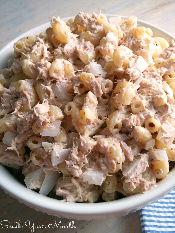 Tuna Noodle Salad! A hearty pasta salad recipe with canned tuna and macaroni noodles perfect for an easy meal and made with pantry staples. 