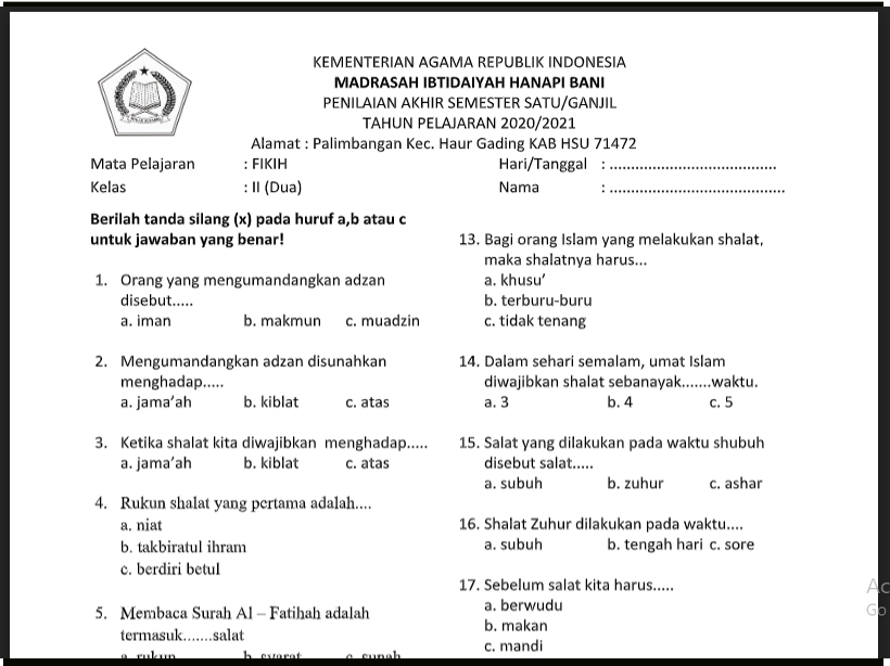 Contoh soal essay tentang haji beserta jawabannya