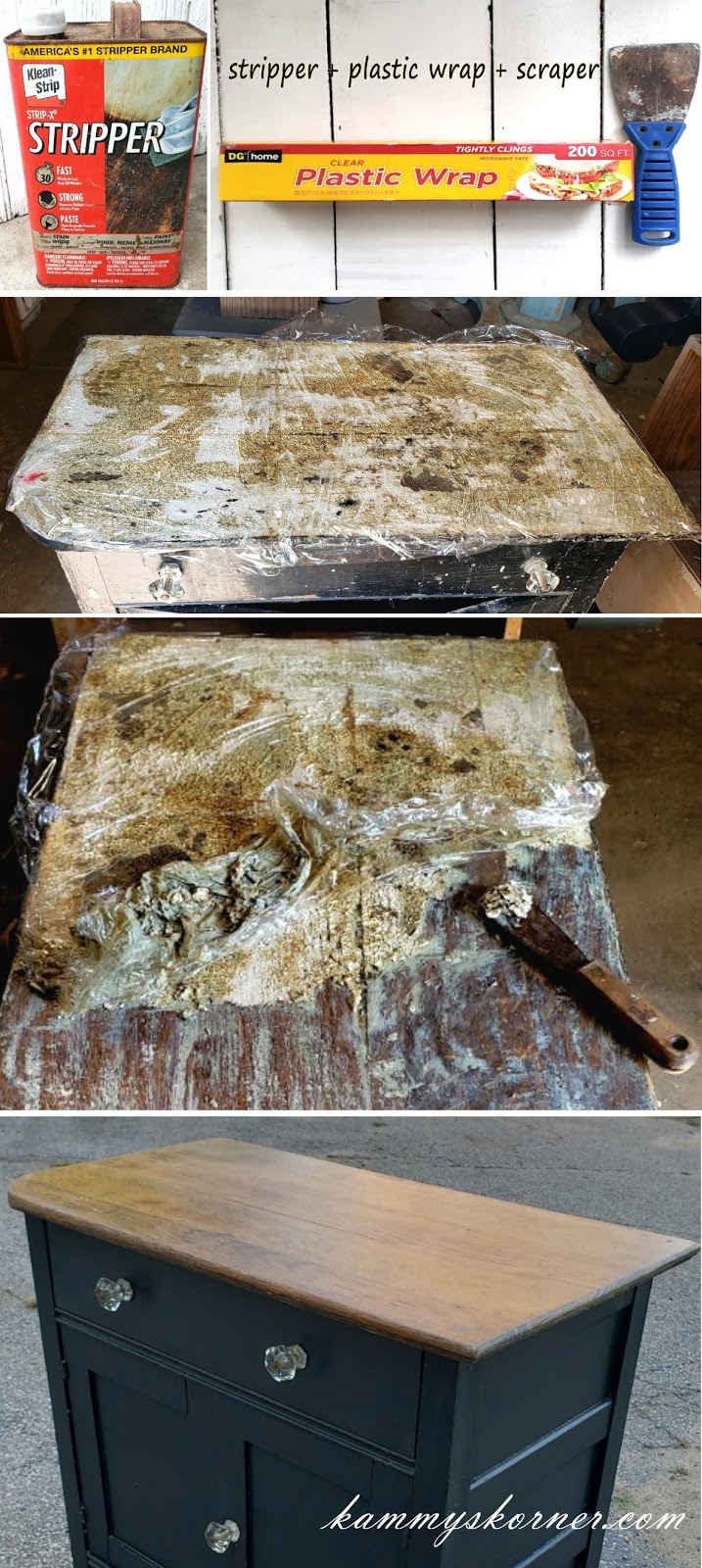 Kammy's Korner Using Plastic Wrap To Help Strip Furniture Paint