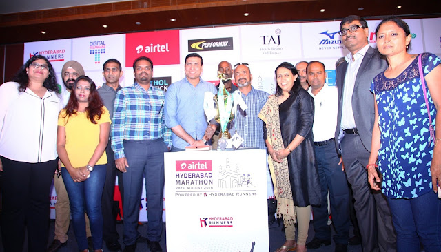 Hyderabad Runners Society and Bharti Airtel together with the Govt. of Telangana unveiled the specially designed Finisher's Medals and Corporate Trophy for the 6th Edition of the Airtel Hyderabad Marathon. Hyderabad Runners Society and Bharti Airtel together with the Govt. of Telangana unveiled the specially designed Finisher's Medals and Corporate Trophy for the 6th Edition of the Airtel Hyderabad Marathon.