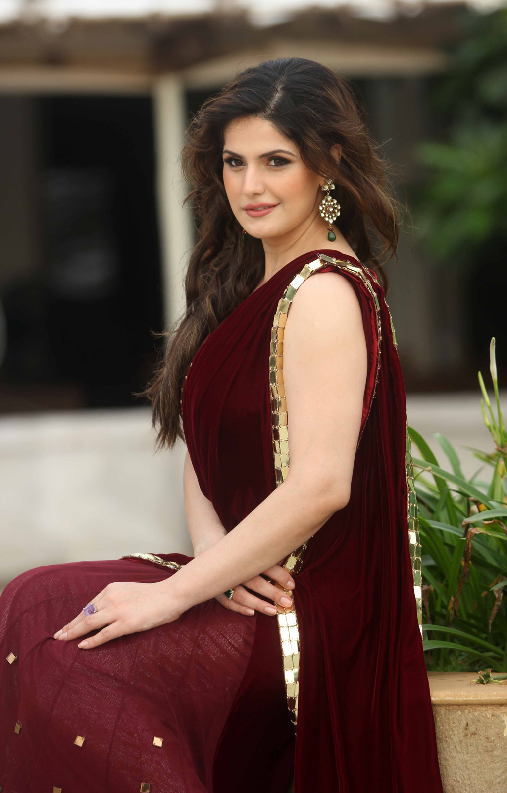 Zarine Khan Hot Photos in Red Saree at Indian Wedding Lounge Event