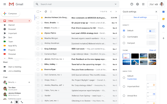 Google introduces quick settings menu for Gmail customization. It will help to easily make the customization to get a personalized look and feel.