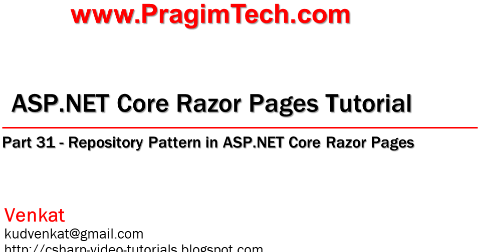 Sql server, and c video tutorial Repository pattern in core razor pages Slides