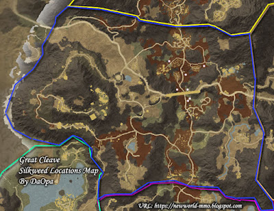 Great Cleave silkweed locations map