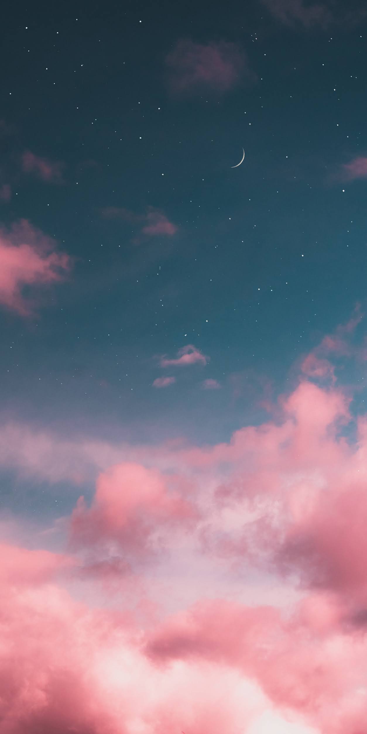 Moon in the aesthetic pink sky