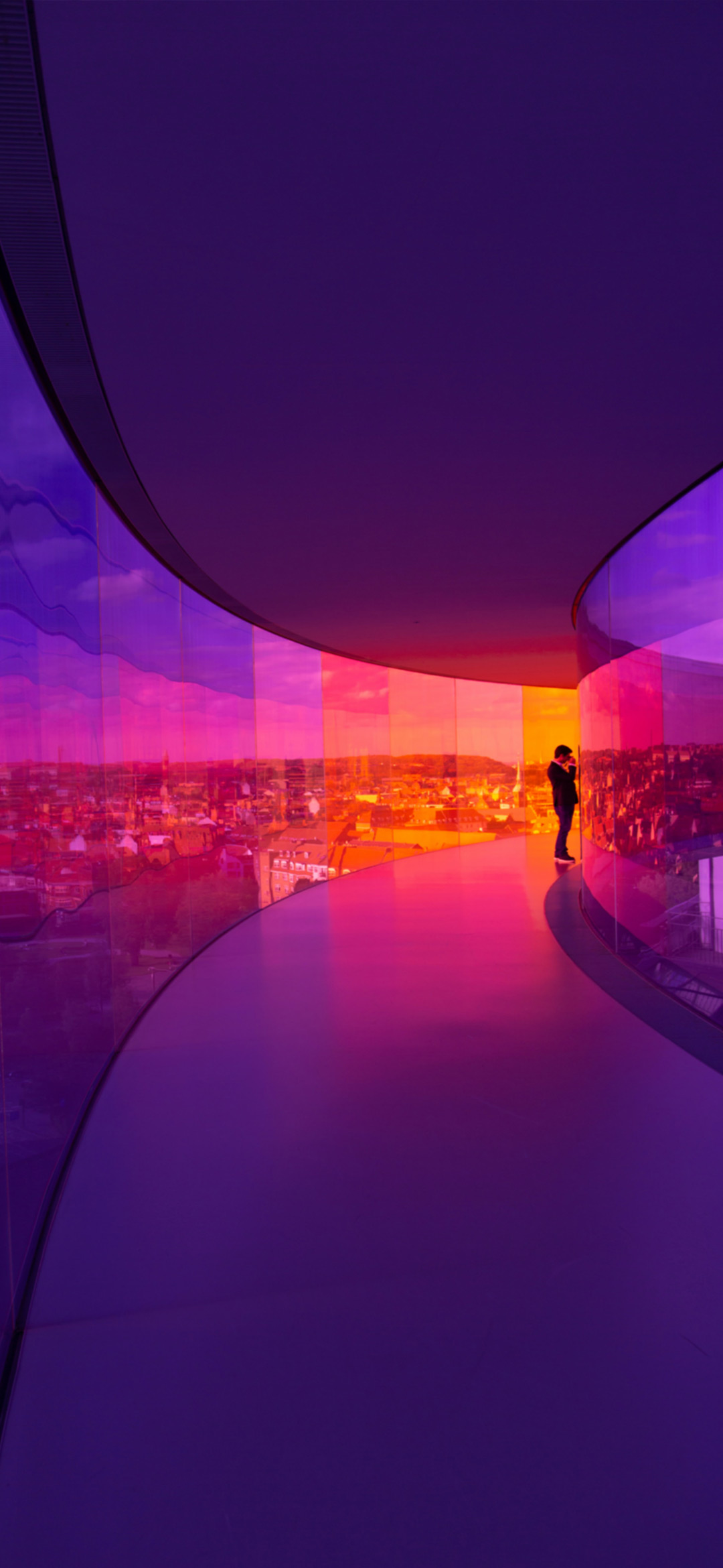 aesthetic-purple-glass-hallway-wallpaper