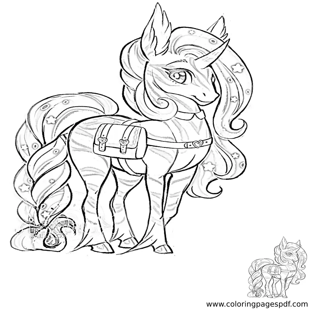 Coloring Page Of A Detailed Unicorn
