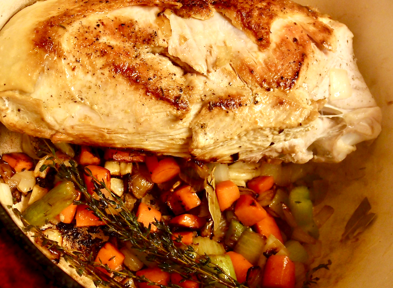 Sunday, dinner for two Turkey Breast en Cocotte with Pan Gravy