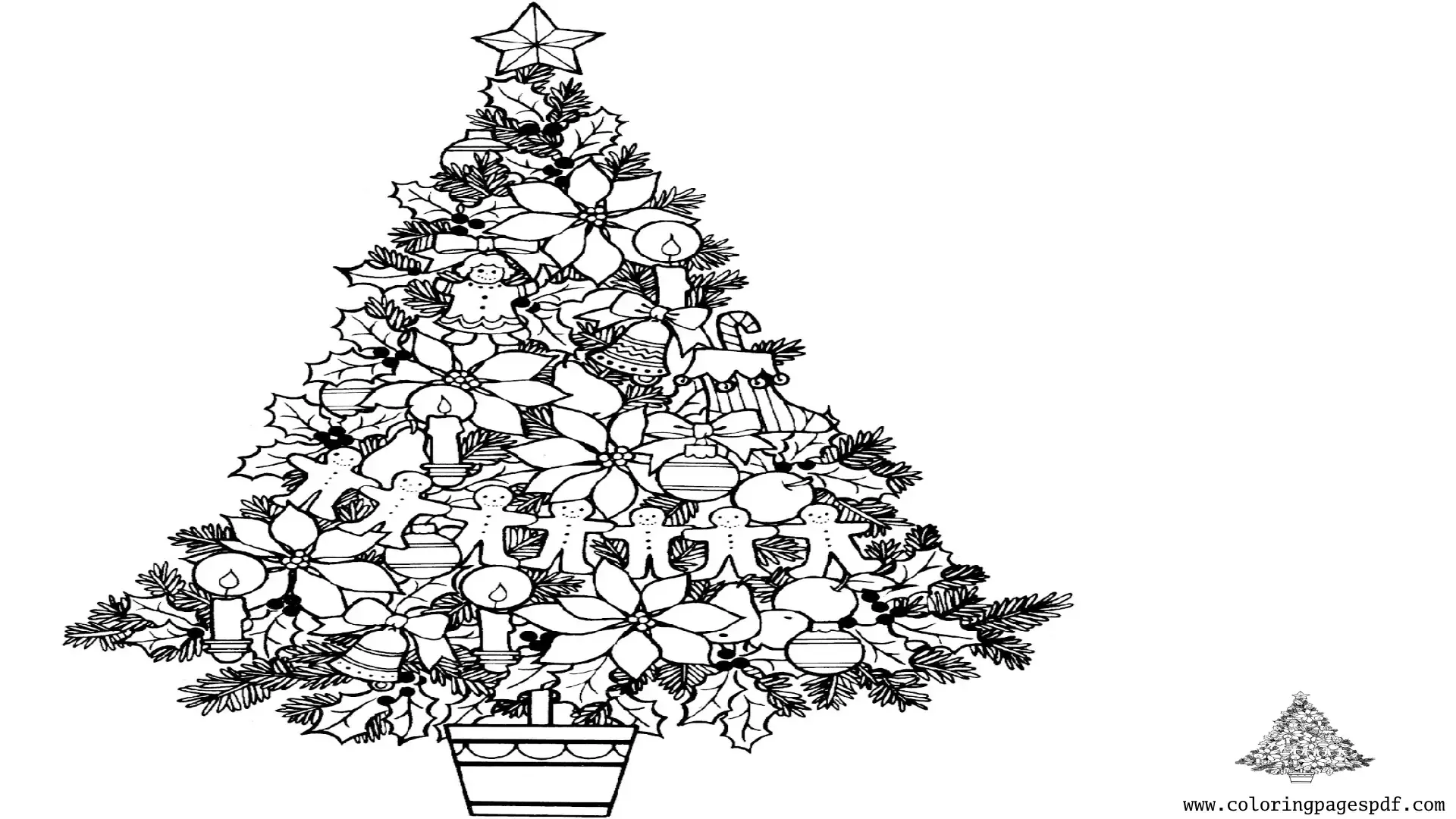 Coloring Page Of A Beautiful Christmas Tree Mandala