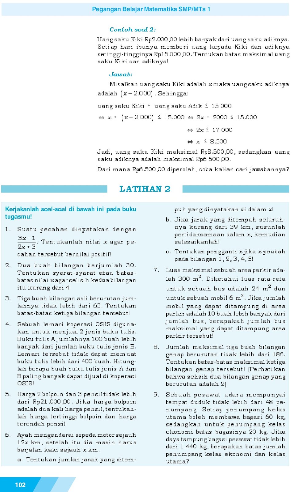 Contoh Soal Soal Mtk Kelas 8 Bab 3